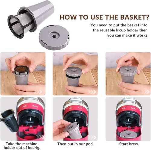 Vista 3 de WOTOW Juego de filtros de café reutilizables para K Cups Filtro de repuesto para Keurig My Style carcasa de filtro compatible con la serie B30 B40