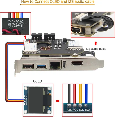 Vista 8 de Geekworm Versión KVM-A8 PCIe para Raspberry Pi 4 Modelo B KVM sobre IP Soporte KVM V3 PoE ATX Video CSI