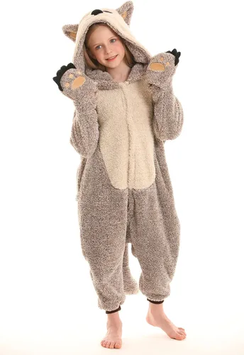 Vista 2 de DELEY Pijama unisex de una pieza para adultos, pijamas de animales para Halloween, disfraz de cosplay para niños, mujeres y hombres
