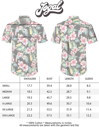 Vista 7 de JOGAL Camisa hawaiana Aloha de manga corta para hombre
