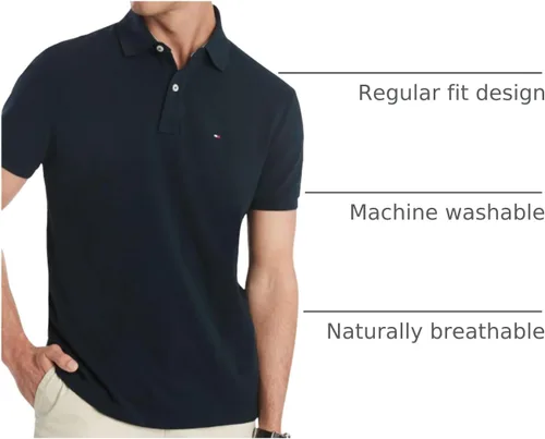 Vista 81 de Tommy Hilfiger Polo de piqué de algodón de manga corta para hombre en ajuste regular
