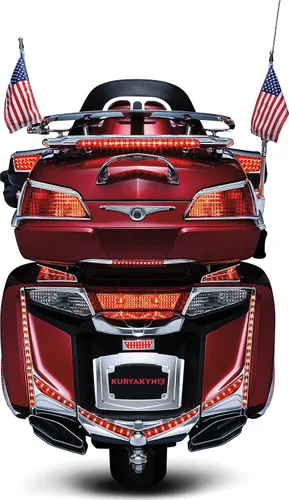 Vista 4 de Kuryakyn Accesorio de iluminación de motocicleta 3240: Reposabrazos LED para pasajero con detalles de señal de giro/luz intermitente