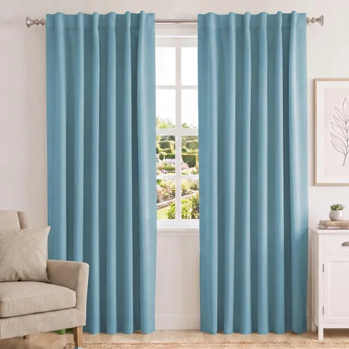 Vista 77 de Turquoize Cortinas Opacas con Aislamiento Térmico Paneles de Tratamiento de Ventanas con Bolsillo para Barra Paneles de Ventana para Ventanas