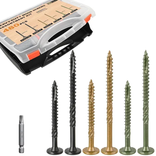 Vista 8 de FMhotu 100 Tornillos para Madera Negros con Cabeza de Estrella de 2-7/8 Pulgadas - Tornillos Resistentes al Óxido para Terrazas de Madera