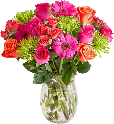 Vista 10 de 1800 flores – Ramo individual de flores vibrantes (florero transparente incluido) Flores de primavera recién cortadas para entrega Regalo