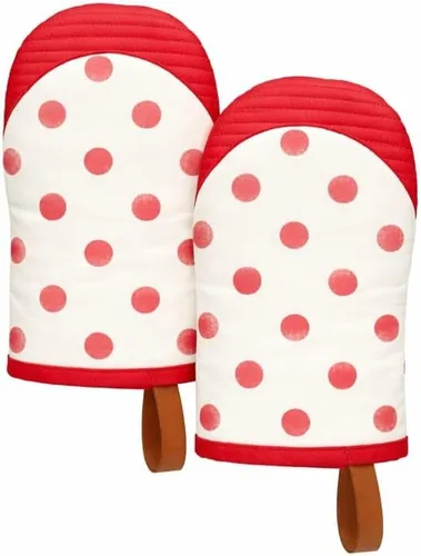 Vista 17 de Folkulture Mini guantes de horno resistentes al calor (5.75 x 9) Juego de 2 guantes cortos para horno con lazo para colgar, guantes de horno