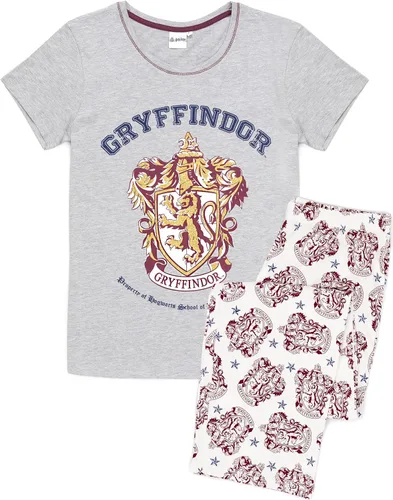 Vista 3 de Harry Potter Pijama para mujer Gryffindor House Crest - Conjunto de pijama para mujer, gris