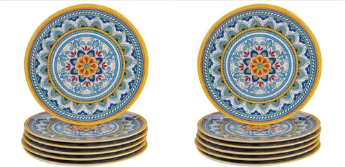 Vista 5 de Certified International Portofino - Plato llano de melamina de 11 pulgadas, multicolor, grande, juego de 6