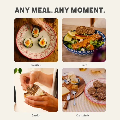 Vista 5 de ELLA'S FLATS® Patatas fritas saladas de todas las semillas, sin gluten, sin azúcar, chip de alto contenido de fibra, aperitivo bajo