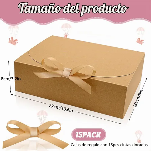 Vista 2 de PLMMOUT 15 cajas de regalo con tapas, caja de propuesta de dama de honor Marrón