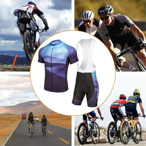 Vista 6 de Conjunto de camiseta de ciclismo para hombre, camiseta reflectante de secado rápido y pantalones cortos de ciclismo acolchados 3D, M