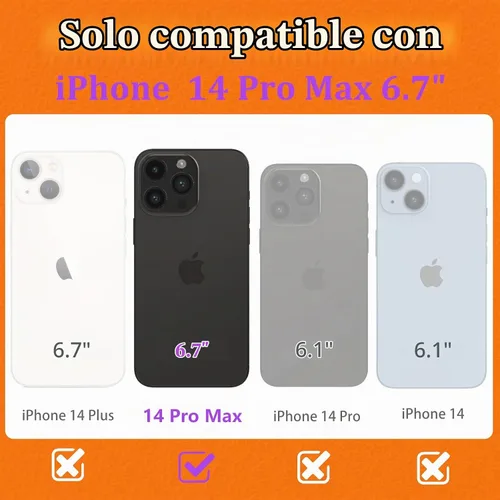Vista 2 de Funermei Funda tipo cartera para iPhone 14 Pro Max para mujer, diseño de folio, fundas de lujo con tarjetero y soporte para tarjeta de crédito