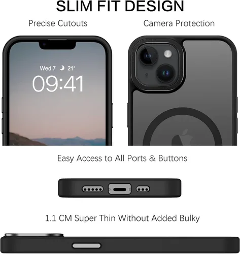 Vista 7 de BENTOBEN Funda magnética para iPhone 13 y iPhone 14 [compatible con Magsafe] Funda translúcida mate para iPhone 13/14, delgada, a prueba de golpes