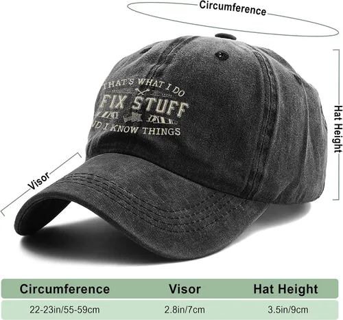 Vista 5 de I Fix Things - Sombrero para hombre, diseño con texto en inglés That's What I Do I Fix Stuff and Know Things (negro), Negro 8, 0 - 1