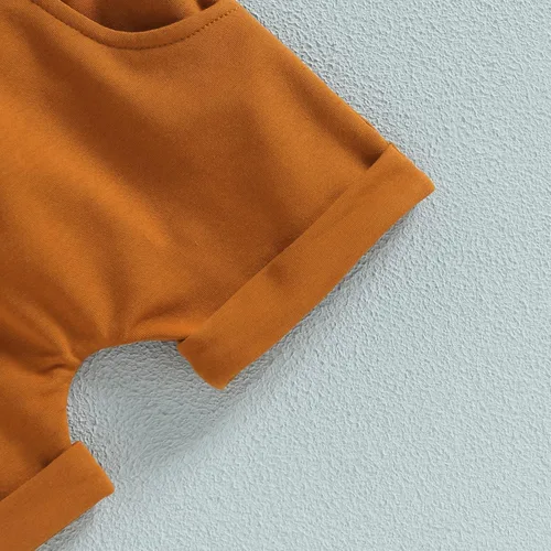 Vista 13 de Conjunto de ropa de verano para bebé niño y niño, diseño a cuadros, manga corta, sudadera con capucha y pantalones cortos casuales