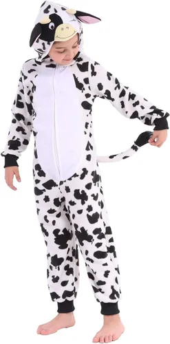 Vista 2 de Wizland Disfraz de animal para niños, leopardo, vaca, mono, reno, gato negro, dálmata, muñeco de nieve, mono de Papá Noel