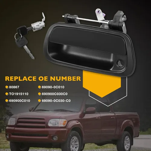 Vista 7 de Gledewen Manija de pestillo para portón trasero con cilindro de cerradura y 2 llaves, compatible con Toyota Tundra 2000-2006, reemplaza # 80867