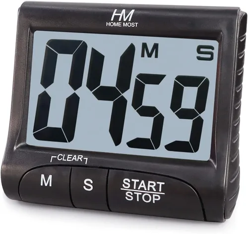 Vista 9 de Temporizador de cocina de pantalla grande de 3 pulgadas, temporizador digital, alarma magnética en una cuerda, temporizadores de cocina blancos