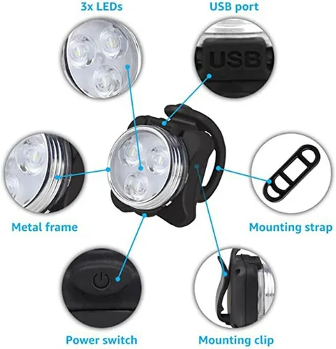 Vista 3 de SCRUBY 3 Led Ciclismo Luz Trasera con USB Recargable Bicicleta Clip Luz Luz Luz Bicicleta Accesorios