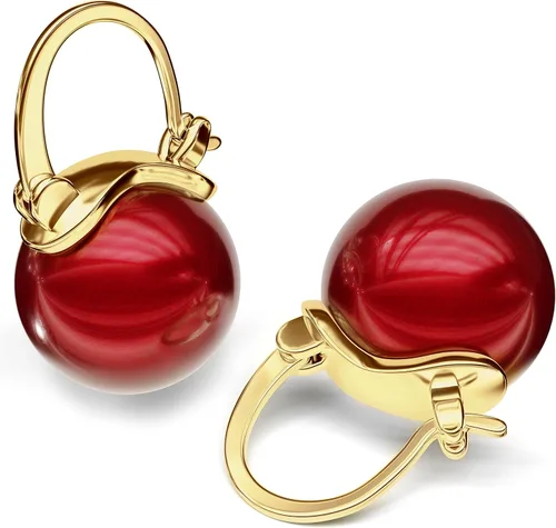 Vista 2 de Lova Jewelry Aretes tipo dormilona de perlas en tono dorado para mujer, ideales para novia, trabajo, fiesta, vestido, vacaciones