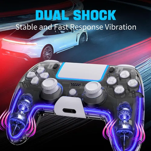 Vista 3 de Controllers for PS4,Custom PS4 Remote with Hall 3D Joystick, RGB Wireless Game Controllers for Playstation 4 Customizable Buttons Responsive Control