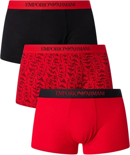 Vista 21 de Emporio Armani Troncos de algodón, paquete de 3 Negro/Blanco/Rojo