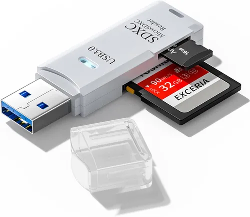 Vista 8 de Lector de tarjetas micro SD, lector de tarjetas de memoria USB C 2 en 1 de 5 Gbps para cámara digital, visor de tarjetas SD con doble ranura