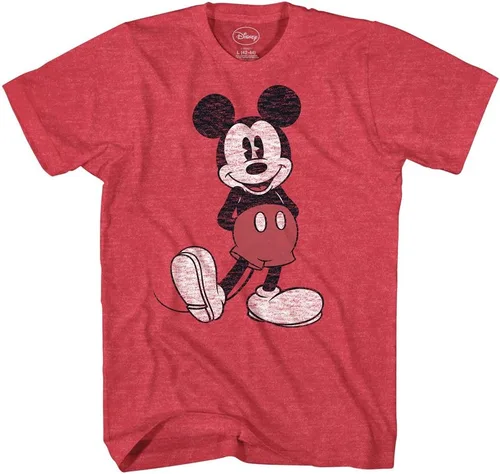 Vista 2 de Disney Men's Full Size Mickey Mouse Distressed Look T-Shirt Gris jaspeado