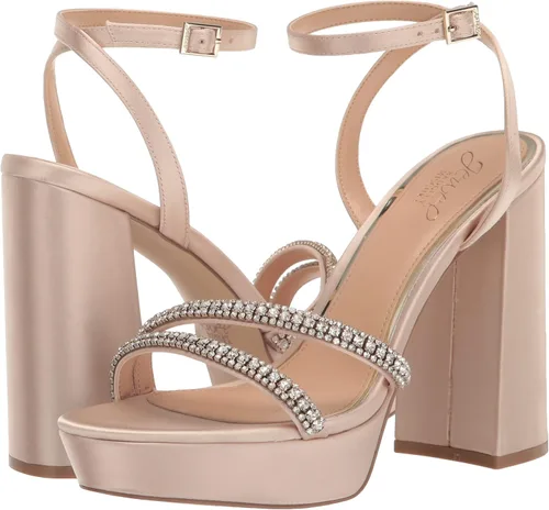 Vista 7 de Jewel Badgley Mischka Rochel - Tacón de bloque de plataforma con correas adornadas con piedras preciosas