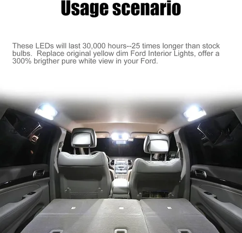 Vista 5 de 14 piezas de bombillas LED interiores blancas F250 F350 de repuesto para Ford F-250 F-350 Super Duty 1999-2016, paquete de iluminación LED