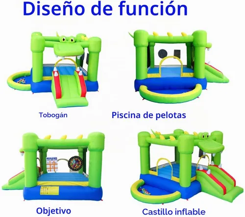 Vista 3 de Casa inflable con tobogán, castillo hinchable con soplador y casa de pelotas, juego de dos objetivos de dardos