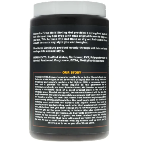Vista 2 de Suavecito Gel para el cabello Firme (fuerte), tubo de 32 onzas, aroma original, alto brillo, sin alcohol, no se seca ni se escama, dura todo el día