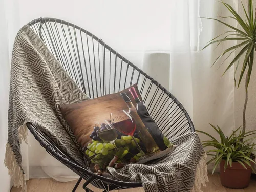 Vista 4 de Yaateeh Fundas de almohada decorativas de vino tinto y blanco con uvas, funda de cojín cuadrada estándar para sofá, dormitorio, patio, 18 x 18
