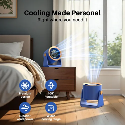 Vista 7 de Ausic Potente ventilador de escritorio ultra silencioso para dormitorio, ventiladores pequeños turbo de 15200 mAh para enfriarse y dormir