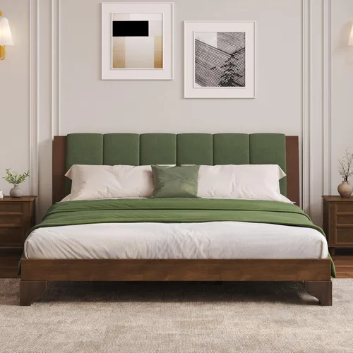 Vista 26 de VilroCaz Cama de plataforma multifunción tamaño twin con escritorio y estante de almacenamiento al final de la cama, marco de cama de plataforma