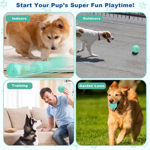 Vista 6 de Magicorange Juguetes interactivos para perros, juguetes automáticos de bolas rodantes para perros, pelotas de tenis con efecto rodante para perros