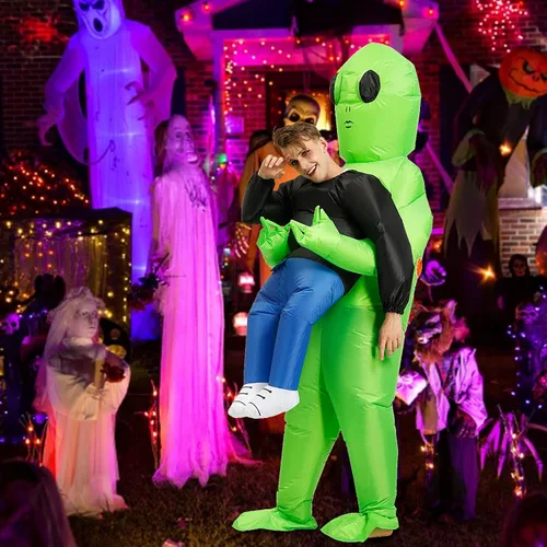 Vista 4 de XIDAJIE Disfraz inflable de alienígena para adultos disfraz de Halloween disfraz de fantasía disfraz de cosplay para Halloween Pascua Navidad