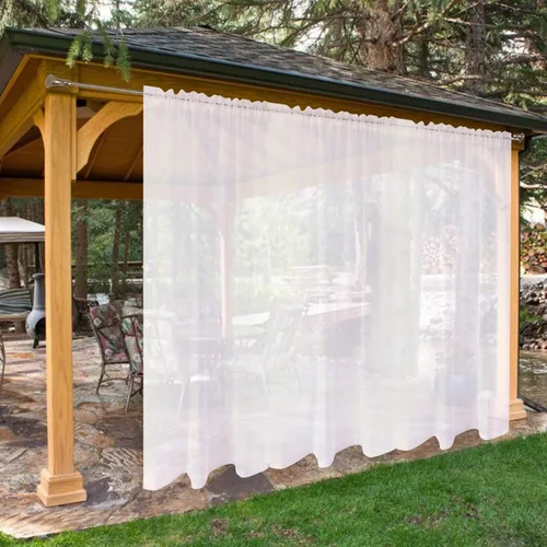 Vista 23 de SpaceDresser - Cortinas transparentes impermeables para exterior para patio - 2 paneles con bolsillo para barra, cortinas de gasa transparentes