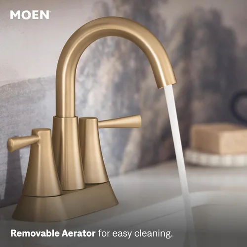 Vista 5 de Moen 84022BZG Ronan - Grifo de baño central de 2 manijas, color dorado Drenaje a presión