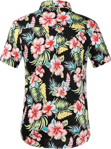 Vista 2 de Camisa hawaiana para hombre, camisas de playa para hombre, camisas tropicales de manga corta, floral, casual, con botones