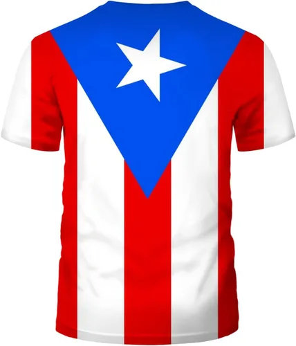Vista 2 de Lurhonp Camiseta de Puerto Rico con diseño de bandera puertorriqueña