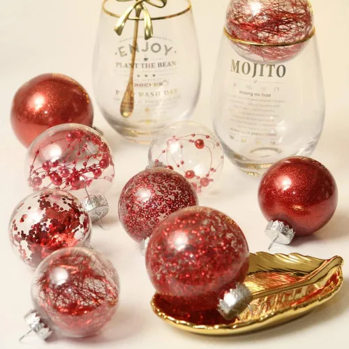 Vista 5 de 30 adornos de bolas de Navidad inastillables de plástico transparente, adornos de bolas de Navidad decorativas, juego de bolas de Navidad