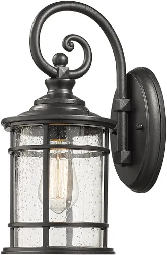 Vista 14 de Emliviar XE229BS BK-WG - Iluminación de pared para exteriores, 1 luz, luz de aluminio de 11.4 pulgadas con vidrio ondulado de agua, XE229BS BK-WG