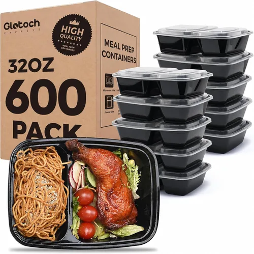 Vista 13 de Glotoch - Paquete de 10 recipientes de 32 onzas para preparación de comidas reutilizables, aptos para microondas, extra grandes y gruesos con tapas
