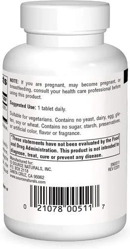 Vista 2 de Source Naturals Ácido pantoténico 250 mg Vitamina B-5 Suplemento dietético - 100 Tabletas