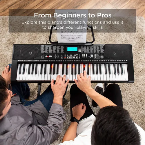 Vista 5 de Best Choice Products Juego completo de piano de teclado electrónico para principiantes de 61 teclas con teclas iluminadas, pantalla LCD