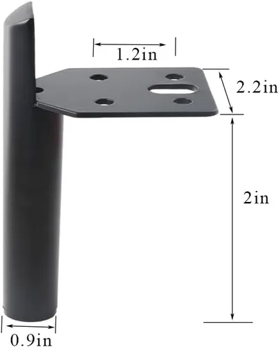 Vista 2 de Patas de muebles de 2 pulgadas, patas negras para mesa de café, patas de muebles de metal de mediados de siglo para sofá, gabinete, otomana, juego