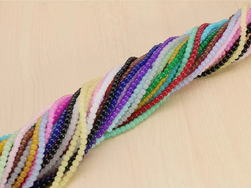Vista 5 de Cuentas de vidrio de 0.157 pulgadas a granel para hacer joyas, 4700 piezas redondas de cuentas de jade de imitación para pulseras y pulseras