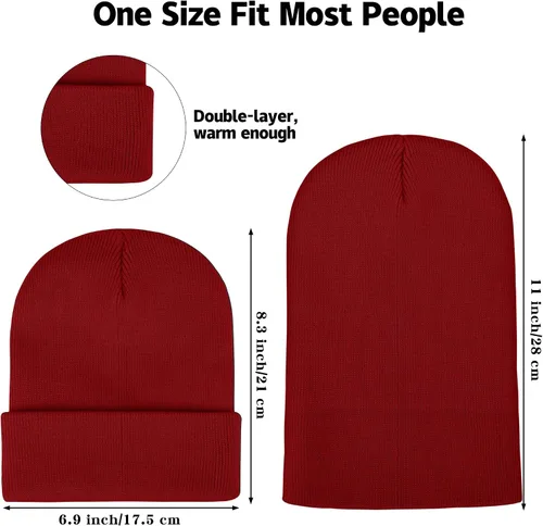 Vista 2 de KUTTOR Paquete de 4 gorros de punto con calavera para adultos, sombreros cálidos de invierno para adultos, gorro de esquí de punto acogedor, gorro