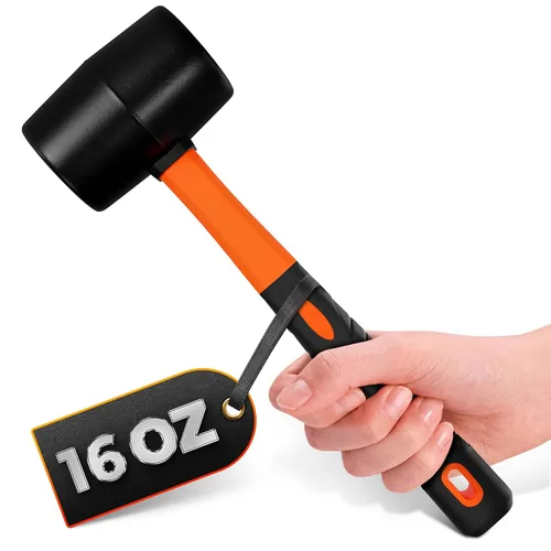 Vista 15 de Rubber Mallet Hammer 8 Oz, Soft Face Non-Marring Head (Orange)